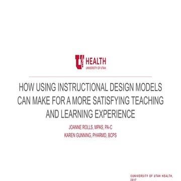 How Using Instructional Design Models Can Make for a More Satisfying Teaching...