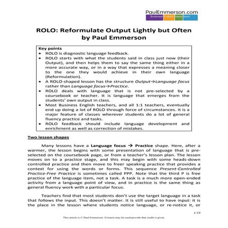 ROLO: Reformulate Output Lightly but Often (full PDF version)