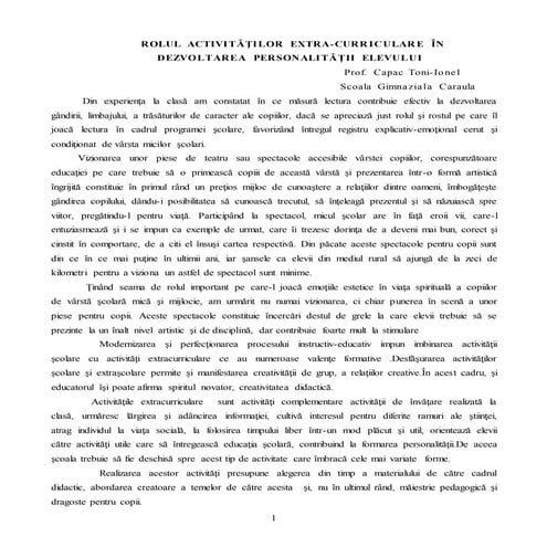 Rolul activităţilor extra toni