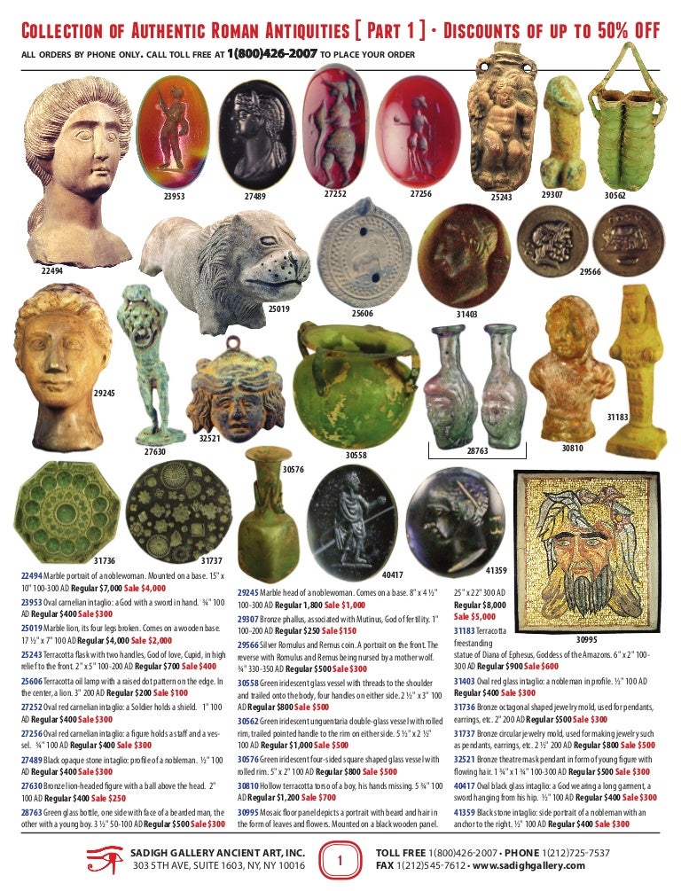 Sadigh Gallery Ancient Roman Artifacts Sale Pt. 1