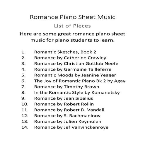 Romance Piano Sheet Music Pdf