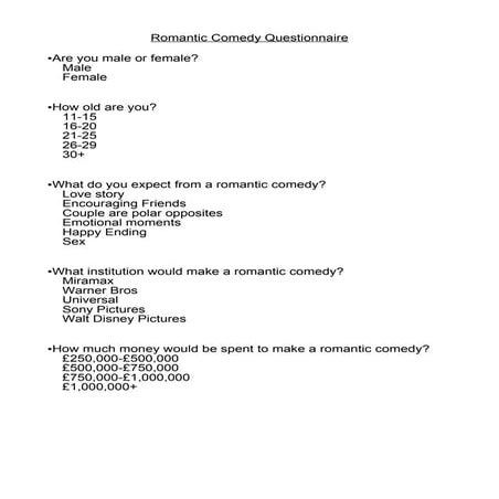 Romance questionnaire | PDF