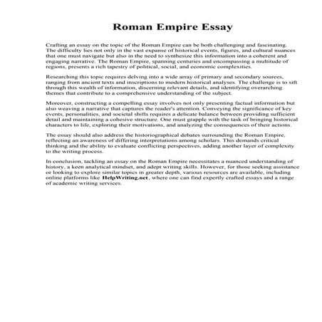 Roman Empire Essay. University of Charleston