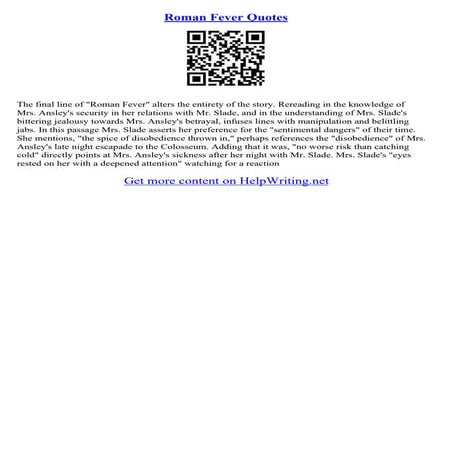 Roman Fever Essay