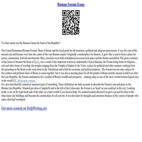 Roman Forum Essay