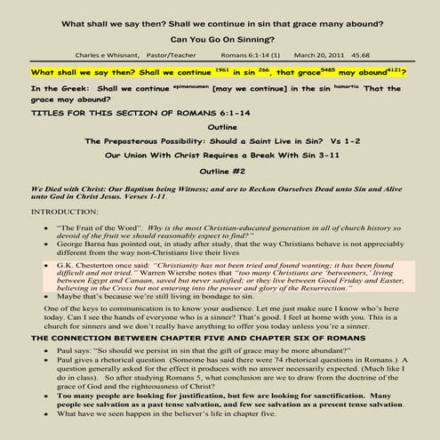 Romans 6 2 outline 03 27 11 | DOCX