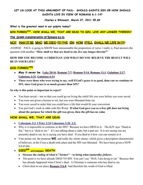 Romans 6 6 &amp; 7 outline 04 17 11