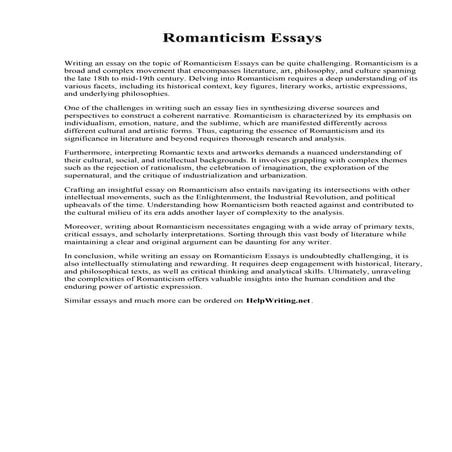 Romanticism Essays. University of California Davis