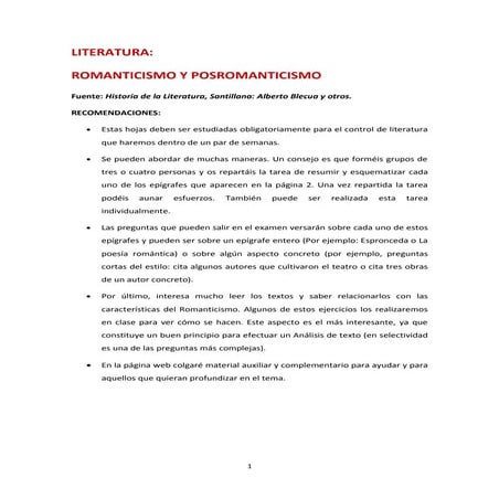 Romanticismo Español Literatura