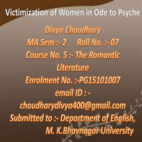 Victimization of Women in "Ode to Psyche"