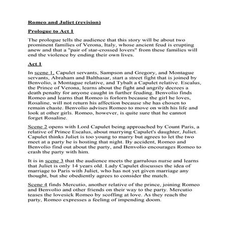 Romeo and juliet. revision help