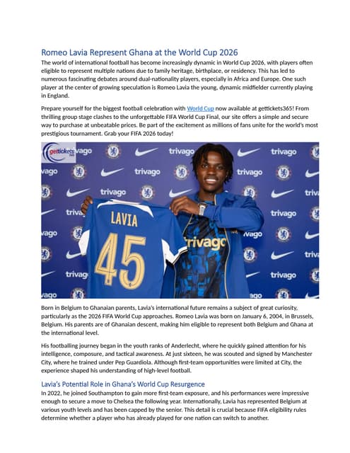 Romeo Lavia Represent Ghana at the World Cup 2026.docx