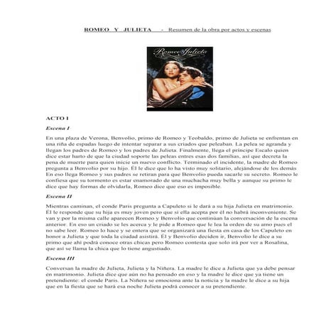 Romeo y juelita resumen por actos