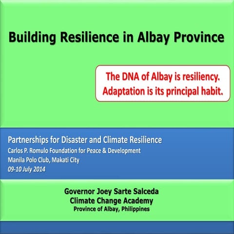 Governor Salceda Presentation during the Forum on “Partnerships for Disaster ...