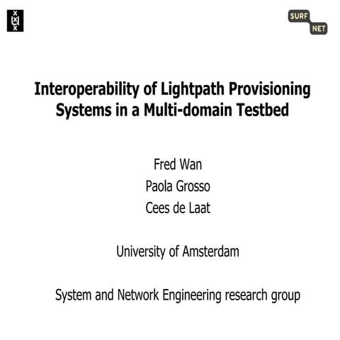 Research on Networks presentation at SURFnet, November 8th 2010