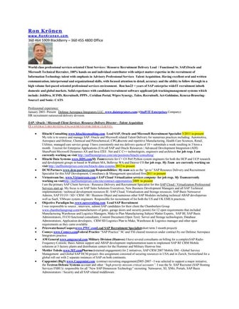 Ron krönen resume 2013  sap oracle microsoft recruitment lead