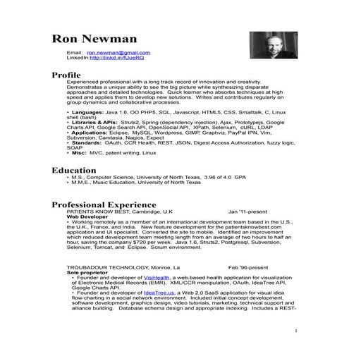 Ron Newman Resume T