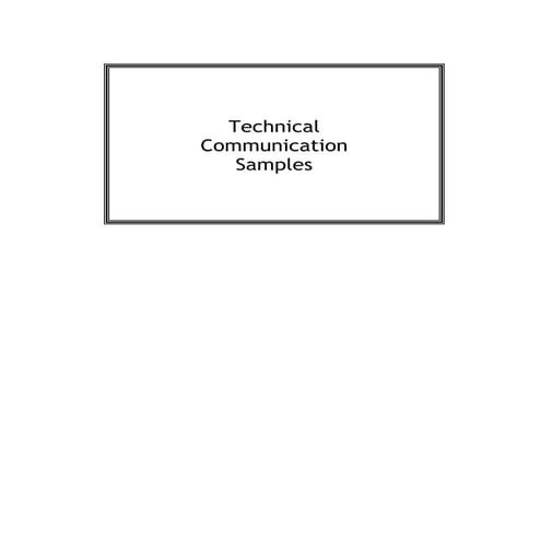 Technical Writing Samples