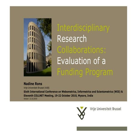 Interdisciplinary Research Collaborations: Evaluation of a Funding Program