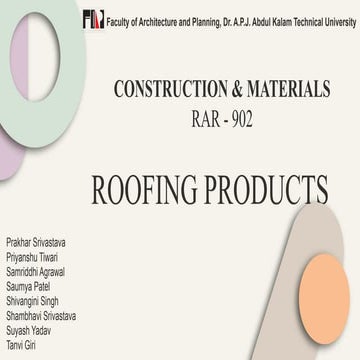 ROOFING PRODUCTS and its type and application