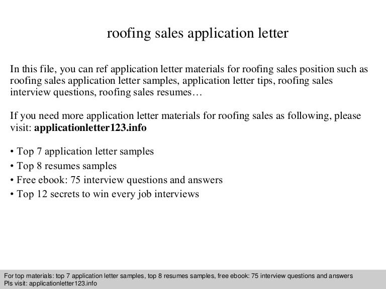Roofing Sales Application Letter