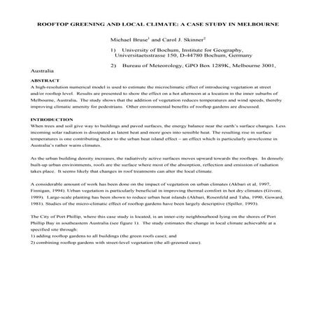 Rooftop Greening and Local Climate