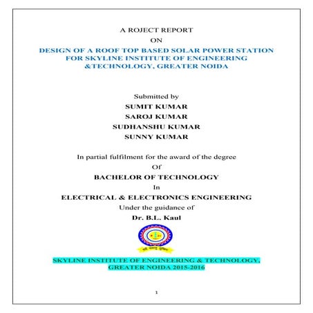 Roof top solar project