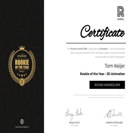 Rookie awards 2019 | Finalist Certificate | PDF