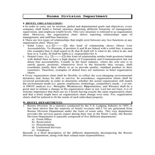 Rooms division department