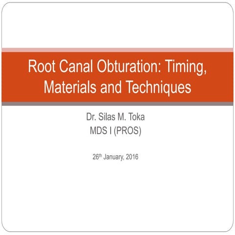 Root canal obturation timing materials and techniques