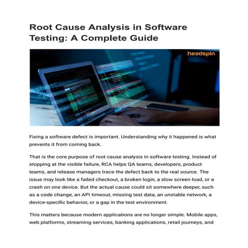 Root Cause Analysis in Software Testing_ A Complete Guide | PDF