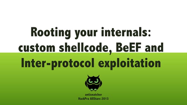  Rooting Your Internals: Inter-Protocol Exploitation, custom shellcode and BeEF