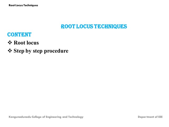 Root locus techniques