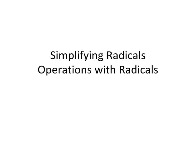 Roots and radical expressions
