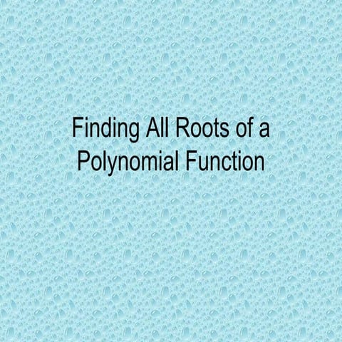 Roots Of Polys