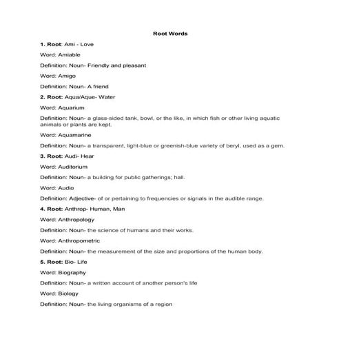 Root Words | DOCX