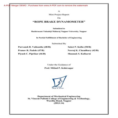 Rope brake dynamometer