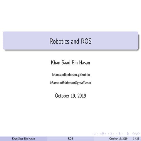 Robotics and  ROS