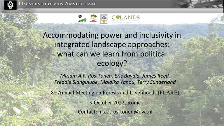 thumbnail of  Accommodating power and inclusivity in integrated landscape approaches: what can we learn from political ecology?