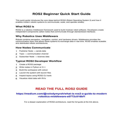 ROS2 Beginner Quick Start Guide: Understanding Modern Robotics ...