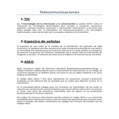 Telecomunicaciones - Trabajo de Investigación