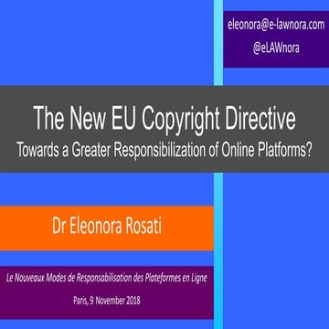 E Rosati - The New EU Copyright Directive: Towards a Greater Responsibilization of Online Platforms?