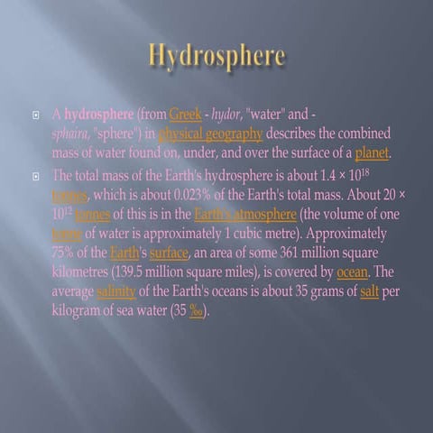 The hydrosphere | PPTX