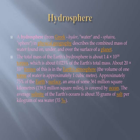 Hydrosphere Presentation