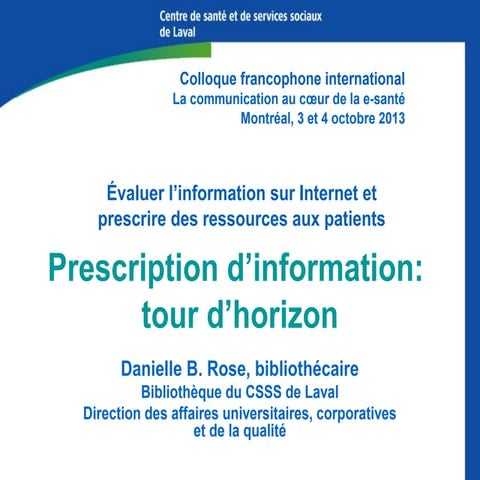 Évaluer l'information sur Internet et prescrire des ressources aux patients- ...