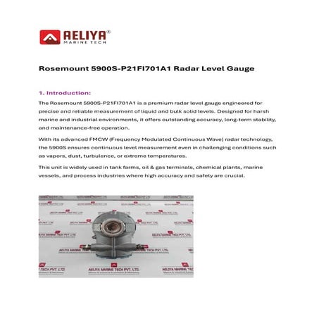 Rosemount 5900S-P21FI701A1 Radar Level Gauge