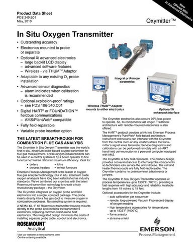 In Situ Oxygen Transmitter For Combustion Monitoring