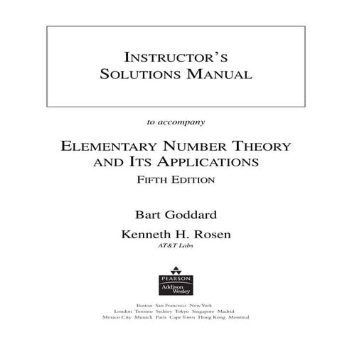 Rosen, K. - Elementary Number Theory and Its Application (Instructor's ...