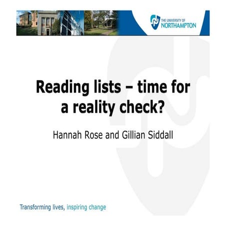 Rose & Siddall - Reading lists – time for a reality check?