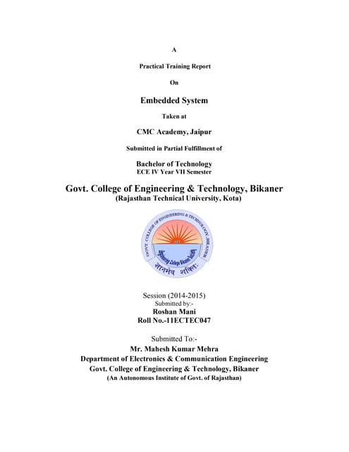 Training Report on Embedded System